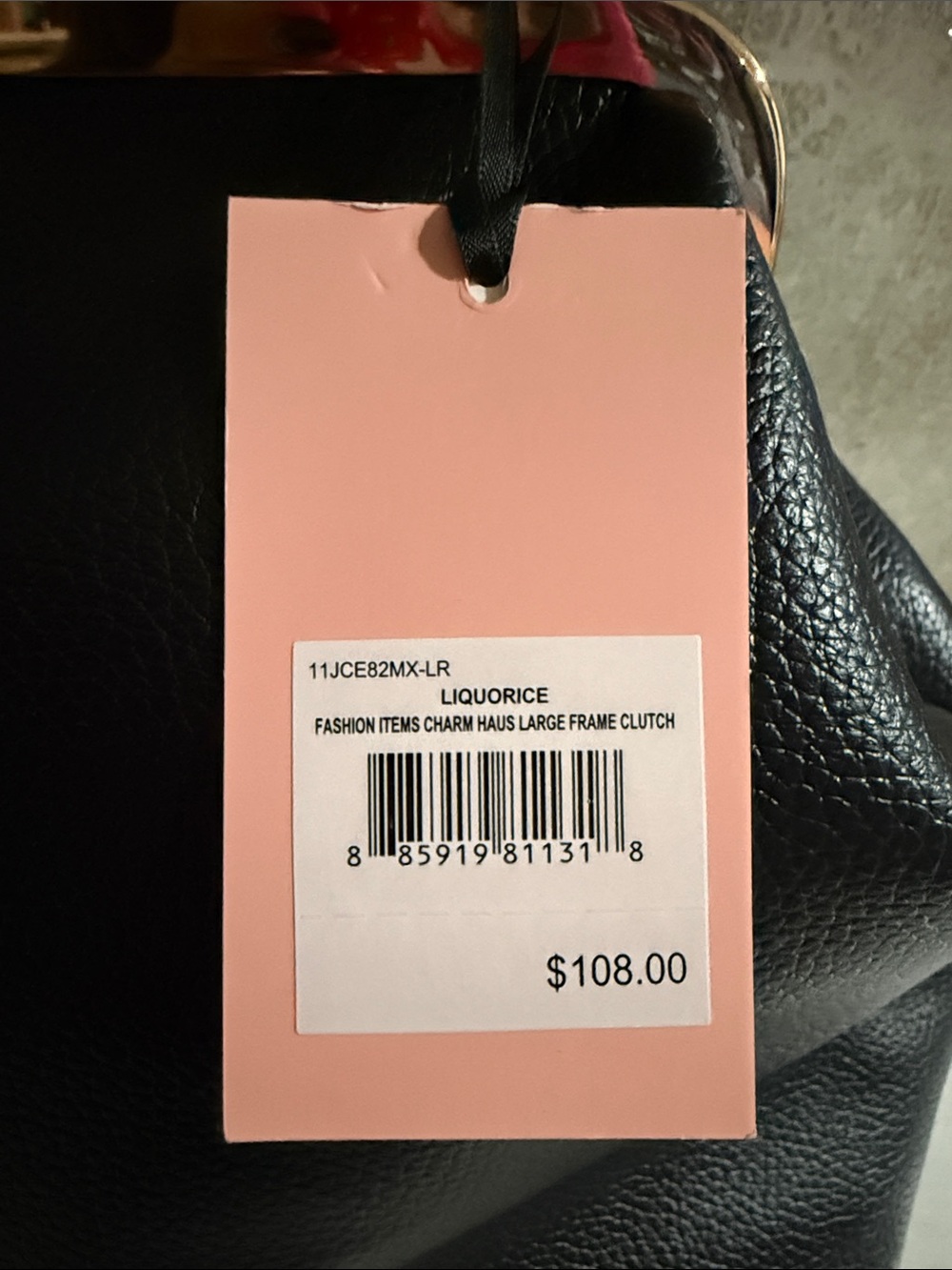 Juicy Couture kisslock handbag w/a prominent blush pink bow and pearl charm.$108 - Picture 7 of 10